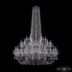 Большая хрустальная люстра Bohemia IVELE Crystal 1402/24+12+6/460/h-176/2d Ni