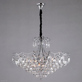 Подвесная люстра с хрусталем Eurosvet Crystal 10080/12 хром/прозрачный хрусталь Strotskis