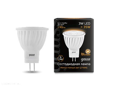 Лампа LED Gauss Софитная 3 Вт GU4 2700K 220В 132517103