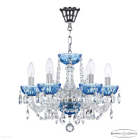 Хрустальная подвесная люстра Bohemia IVELE Crystal 5402/6/141 Ni Aquamarine/M-1G