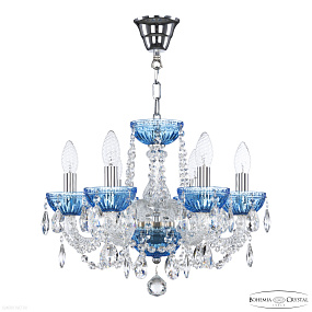 Хрустальная подвесная люстра Bohemia IVELE Crystal 5402/6/141 Ni Aquamarine/M-1G