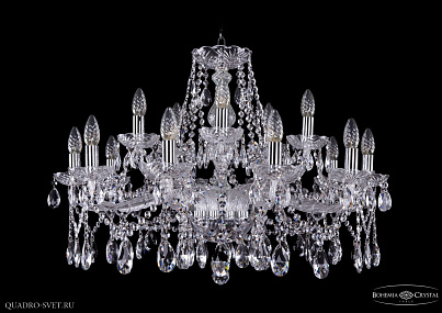 Хрустальная подвесная люстра Bohemia IVELE Crystal 1413/10+5/300/Ni