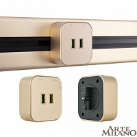 Трековая розетка, 2.1A 250V 380022TS/USBx2 Gold Arte Milano