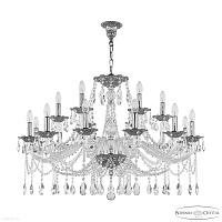Большая хрустальная люстра Bohemia IVELE Crystal 1607/12+6/360 Ni
