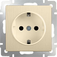 Розетка с заземлением и шторками (шампань рифленый) Werkel WL10-SKGS-01-IP44