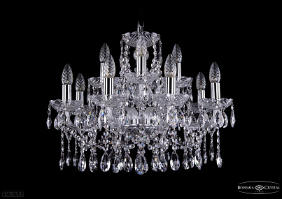 Хрустальная подвесная люстра Bohemia IVELE Crystal 1413/8+4/200/Ni
