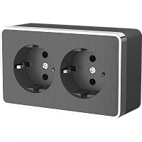 Розетка двойная с заземлением Gallant (графит рифленый) Werkel WL15-02-03