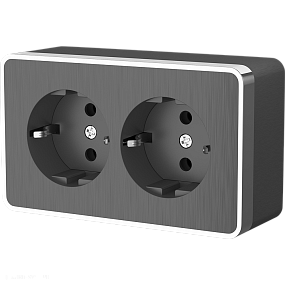 Розетка двойная с заземлением Gallant (графит рифленый) Werkel WL15-02-03