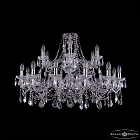 Большая хрустальная люстра Bohemia IVELE Crystal 1413/12+6/360/2d Ni Leafs