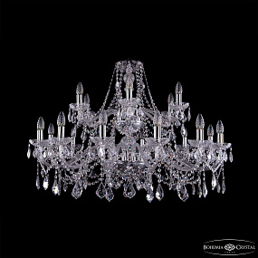 Большая хрустальная люстра Bohemia IVELE Crystal 1413/12+6/360/2d Ni Leafs