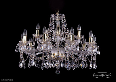 Хрустальная подвесная люстра Bohemia IVELE Crystal 1413/10+5/300/G/Leafs