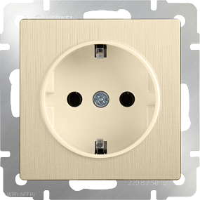 Розетка с заземлением (шампань рифленый) Werkel WL10-SKG-01-IP20