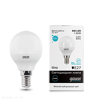 Лампа LED Gauss Шар 6 Вт E14 4100K 220В 53126