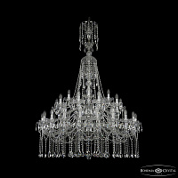 Большая хрустальная люстра Bohemia IVELE Crystal 1413/20+10+5/400/XL-164/2d Ni