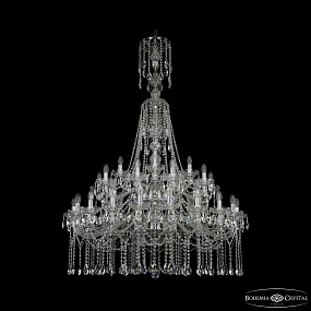 Большая хрустальная люстра Bohemia IVELE Crystal 1413/20+10+5/400/XL-164/2d Ni