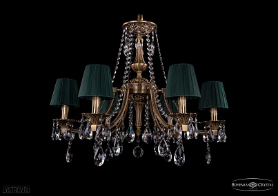 Литая подвесная люстра с хрусталем и абажурами Bohemia IVELE Crystal 1771/6/220/A/FP/SH10