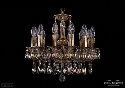 Литая подвесная люстра с хрусталем Bohemia IVELE Crystal 1707/12/125/A/FP/K701