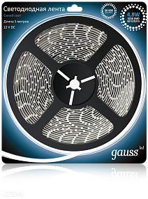 Светодиодная лента GAUSS 4.8 Вт/м 3528 SMD голубой цвет