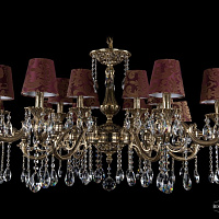 Литая подвесная люстра с хрусталем и абажурами Bohemia IVELE Crystal 1703/18/320+210/A/GB/SH27