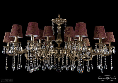 Литая подвесная люстра с хрусталем и абажурами Bohemia IVELE Crystal 1703/18/320+210/A/GB/SH27