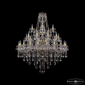 Большая хрустальная люстра Bohemia IVELE Crystal 1415/20+10+5/400/3d Ni