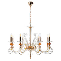 Подвесная люстра Crystal Lux CATARINA SP8 V2 GOLD/TRANSPARENT-COGNAC