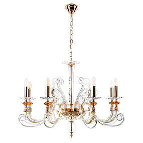 Подвесная люстра Crystal Lux CATARINA SP8 V2 GOLD/TRANSPARENT-COGNAC