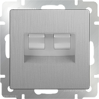Розетка телефонная RJ-11 и Еthernet RJ-45 (cеребряный рифленый) Werkel WL09-RJ11-45
