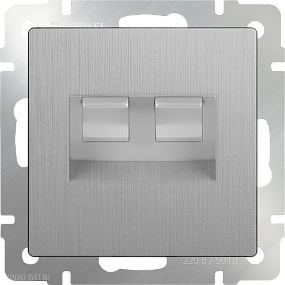 Розетка телефонная RJ-11 и Еthernet RJ-45 (cеребряный рифленый) Werkel WL09-RJ11-45