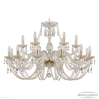 Большая хрустальная люстра Bohemia IVELE Crystal 101/12+6/360 G