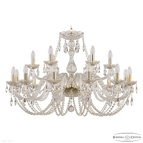 Большая хрустальная люстра Bohemia IVELE Crystal 101/12+6/360 G