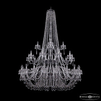 Большая хрустальная люстра Bohemia IVELE Crystal 1403/20+10+5/530/h-203/3d Ni