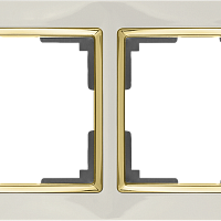 Рамка на 2 поста (слоновая кость/золото) Werkel WL03-Frame-02-ivory-GD