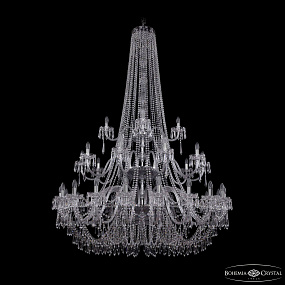 Большая хрустальная люстра Bohemia IVELE Crystal 1403/20+10+5/530/h-203/3d Ni