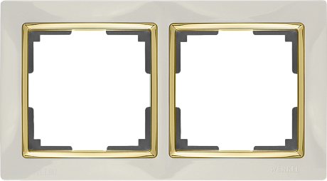 Рамка на 2 поста (слоновая кость/золото) Werkel WL03-Frame-02-ivory-GD