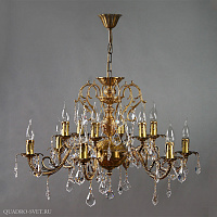 Люстра большая AMBIENTE Alicante 8888/6+6 AB Leaf Crystal