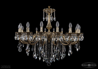 Литая подвесная люстра с хрусталем Bohemia IVELE Crystal 1702/16/335/B/GB