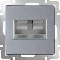 Розетка двойная Ethernet RJ-45  (серебряный) Werkel WL06-RJ45+RJ45