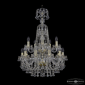 Большая хрустальная люстра Bohemia IVELE Crystal 1409/10+5/195/XL-83/2d G
