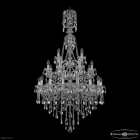 Большая хрустальная люстра Bohemia IVELE Crystal 1415/16+8+4/300/XL-155/3d Ni