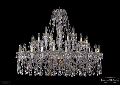 Хрустальная подвесная люстра Bohemia IVELE Crystal 1413/24+12+6/460-100/G