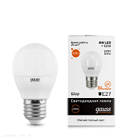 Лампа LED Gauss Шар 6 Вт E27 2700K 220В 53216