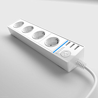 Розеточный блок 4-х местный + 3 USB белый Werkel WL20-04-03