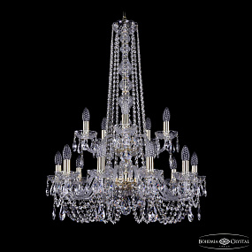 Большая хрустальная люстра Bohemia IVELE Crystal 1402/10+5/240/h-90/2d G
