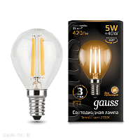 Лампа Gauss LED Filament Globe E14 5W 2700K 105801105