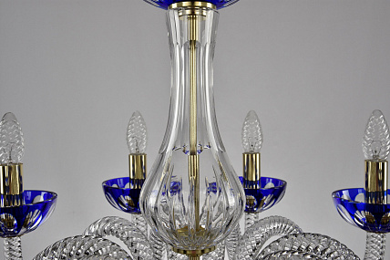 Большая хрустальная люстра Bohemia IVELE Crystal 1308/12+6/360/2d G Cl/Clear-Blue/H-1I