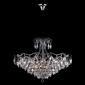 Подвесная люстра с хрусталем Eurosvet Crystal 10080/12 хром/прозрачный хрусталь Strotskis