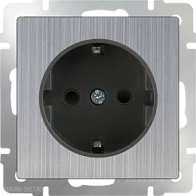Розетка с заземлением и шторками (глянцевый никель) Werkel WL02-SKGS-01-IP44