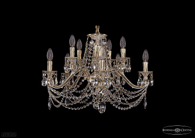 Литая подвесная люстра с хрусталем Bohemia IVELE Crystal 1703/10/225/C/GW