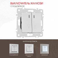 Выключатель жалюзи с подсветкой, 10A 250V 203.39-2.silver Arte Milano